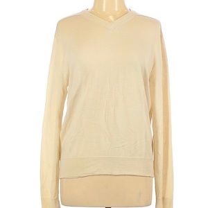 THEORY size L 100% wool cream V-neck luxury sweater in excellent condition
